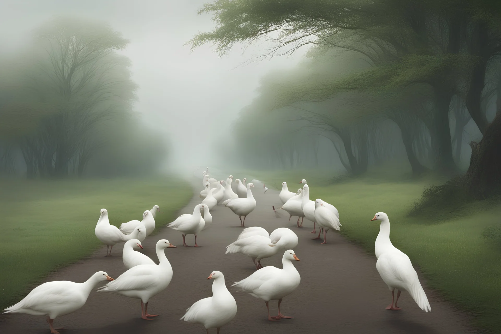 They saw no one on the red and misty road that ran along the coast did not see But as soon as they reached the row of alder trees around their house, Ani saw a girl He fell, leading a flock of white geese along the green and velvety hill to the right.