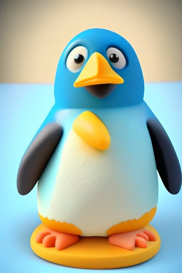 Cute penguin avatar full body in play-doh