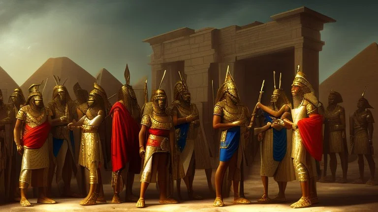 Phoenician soldiers received by the Pharaoh of Egypt for dinner