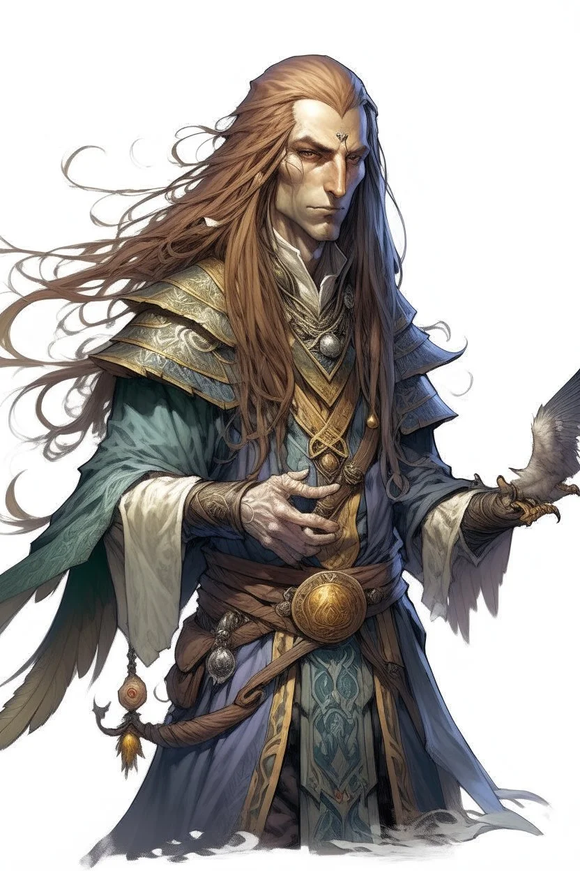 dungeons and dragons humanoid bird with long hair warlock