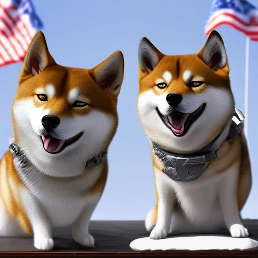 shiba and white cat enlisted in the US army