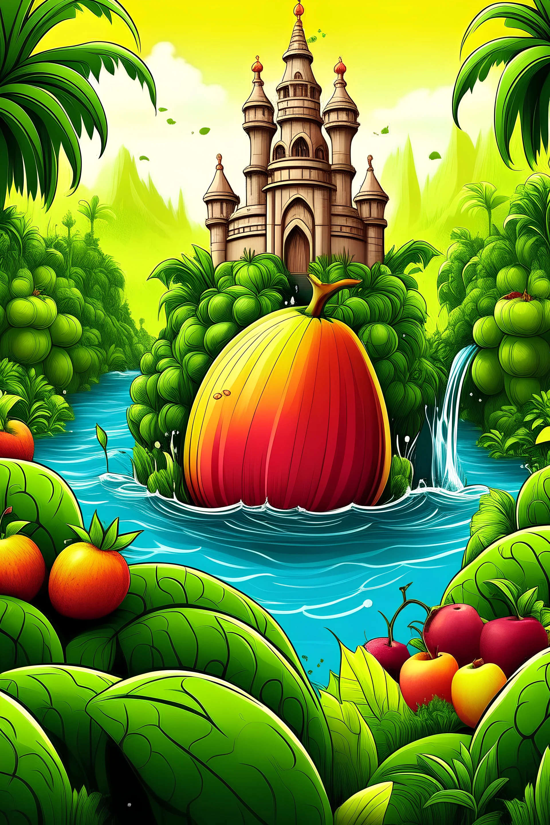 the juice kingdom add bottle juice in the river and tap text THE JUICE KINGDOM