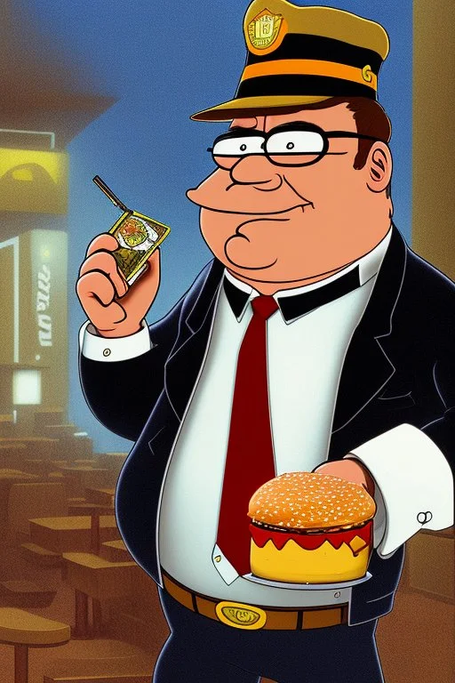 Peter Griffin smoking at a mcdonalds