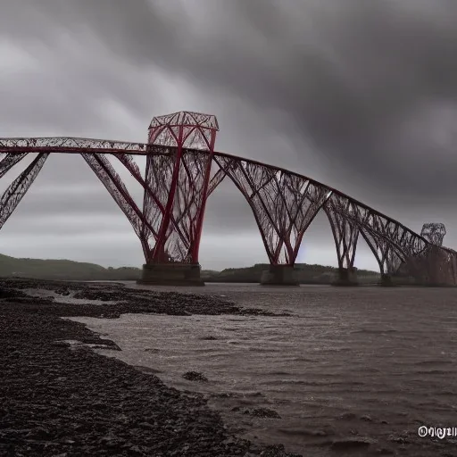  Forth Railway Bridge in stormy weather