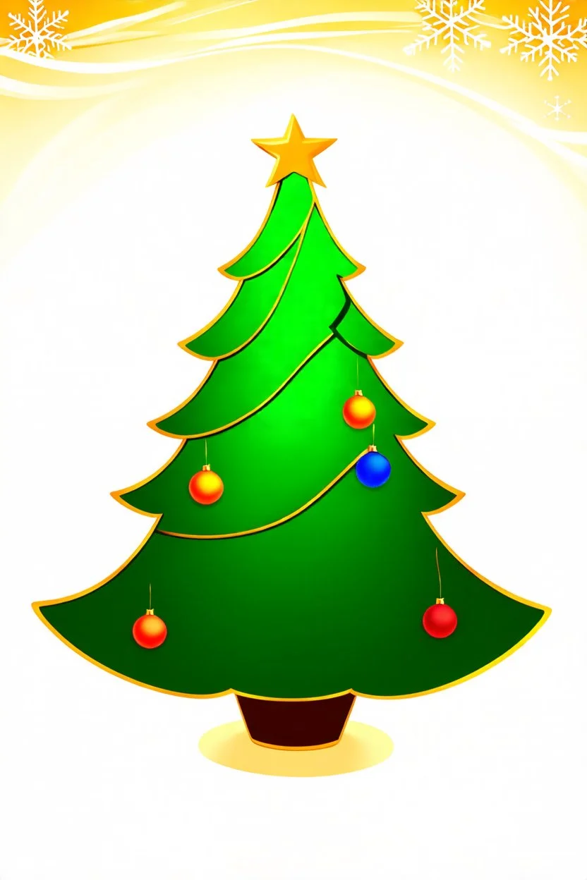 whimsical winter christmas tree, swirling, smooth vector clipart