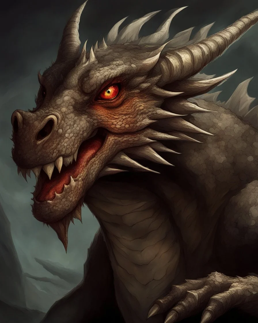 A scary dragon with a scarred eye