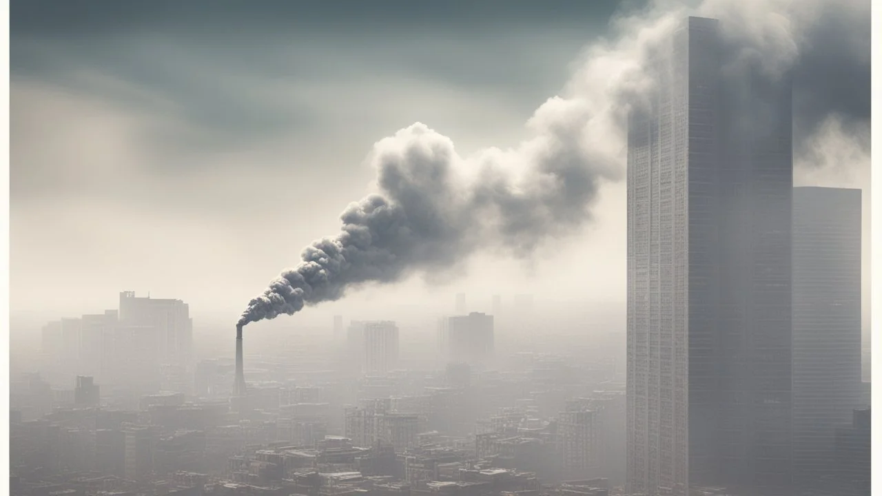 An illustrative image depicting polluted smoke rising into the air, reflecting the impact of air pollution on the environment and human health. The image shows the presence of harmful particles and dust in the air, highlighting the importance of awareness about air pollution and the necessary efforts to combat it.