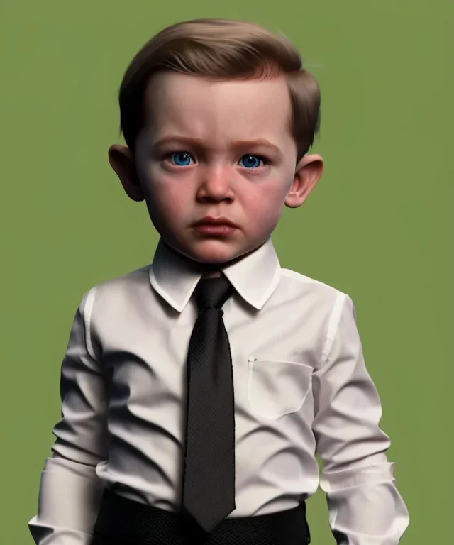 James bond toddler, full body, dramatic lighting, hyper realistic