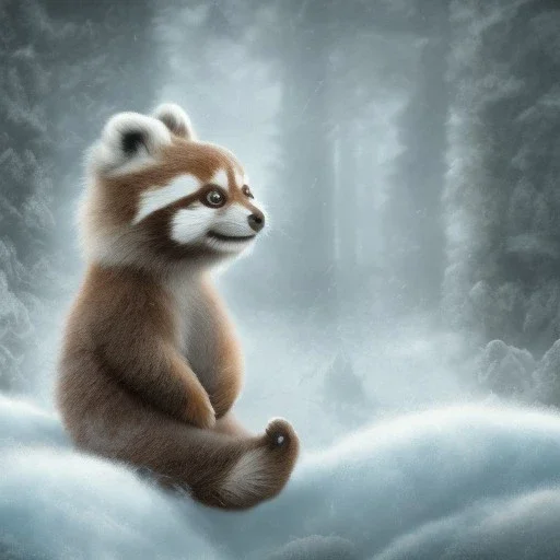 pixar art style of a super cute baby red panda in natural environment, vivid color, full body, by mobeius, au naturel, hyper detailed, digital art, trending on artstation, cinematic lighting, studio quality, smooth render, unreal engine, octane render, art style by klimt and nixeu and ian sprigger and wlop and krenz cushart