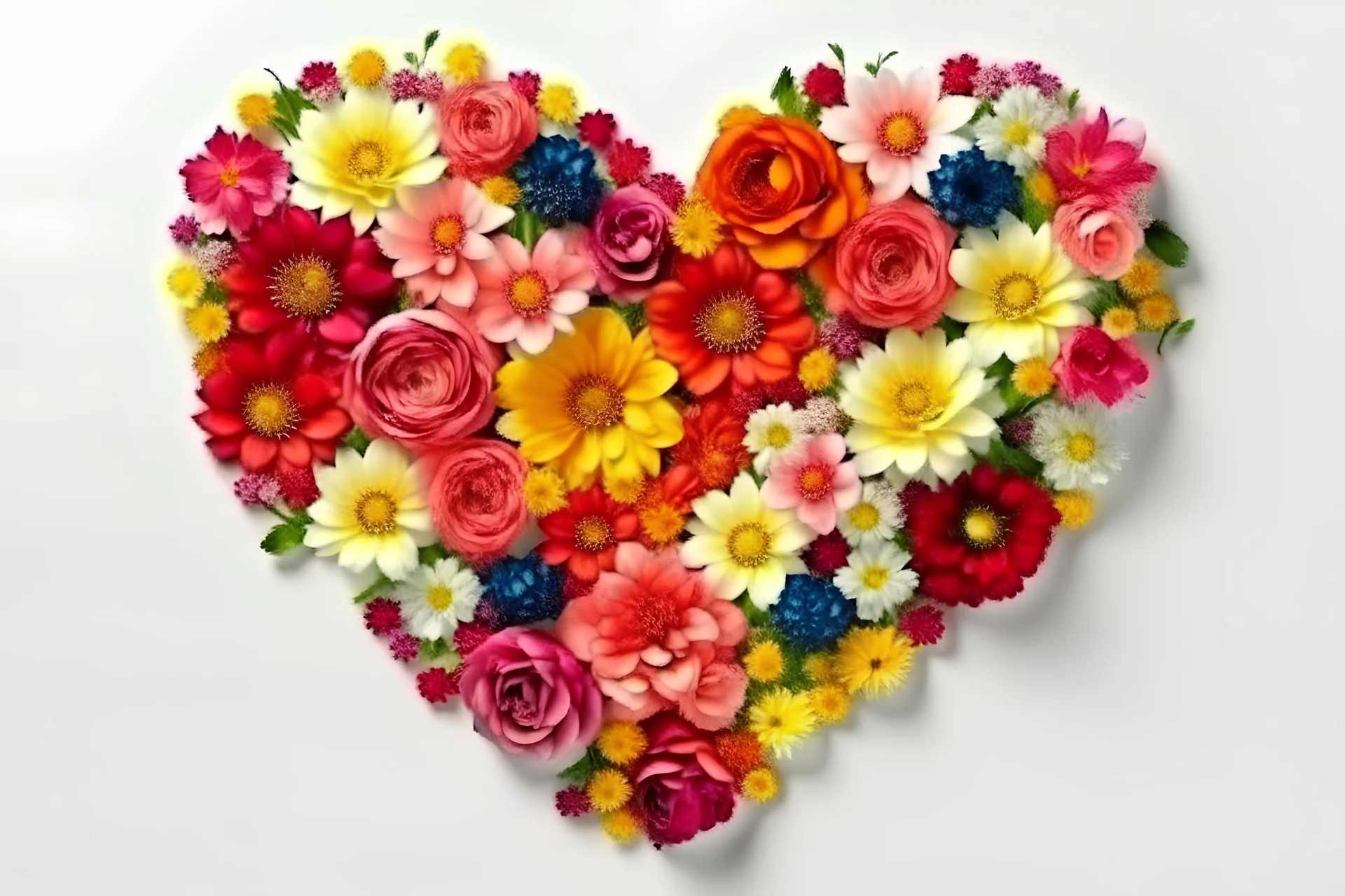 heart shape out of realistic flowers