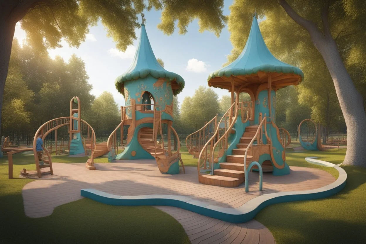 детская площадка в стиле славянских сказок