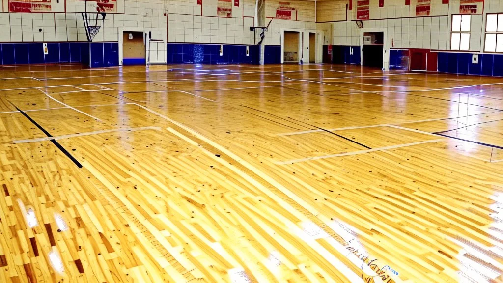 lady dirties wood floor in gym