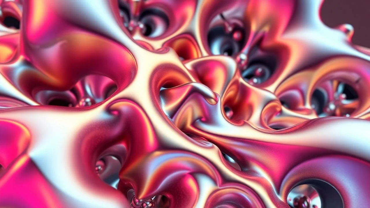 a 3d fractal structre made of metallic color 3d structures, pertty artistc background