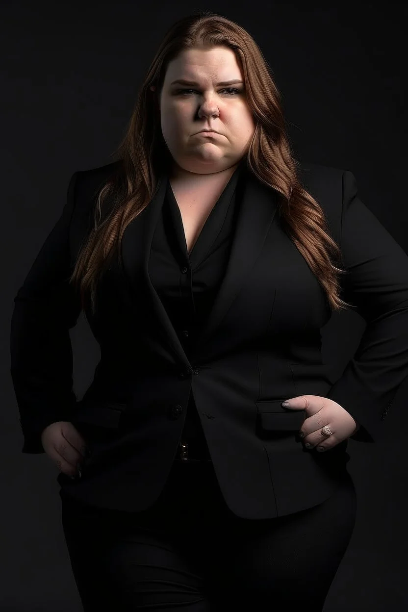 fat hot woman in black suit