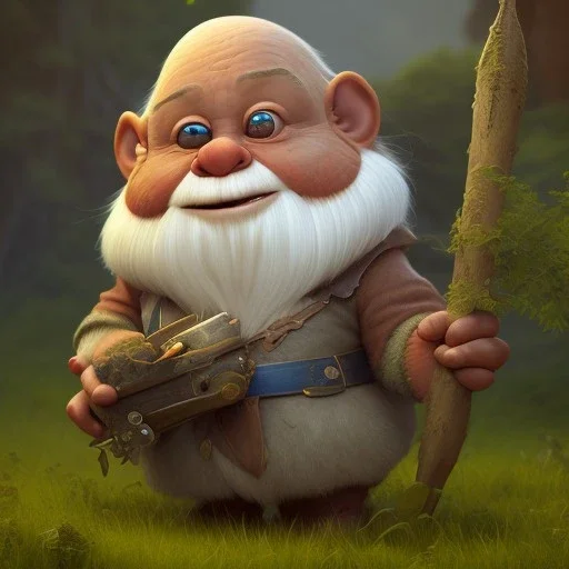 Jean Baptiste Monge character.Gnome farytales creature,cute big circular reflective eyes, dramatic lighting, hyper realistic, unreal engine 5, 16k pixar style