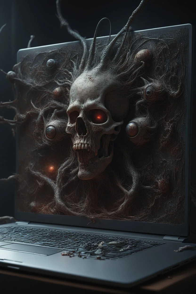 Bosch nightmares paint inf style Title: a laptop computer , intricate insanely detailed octane render trending on artstation, 8k artistic photography, photorealistic concept art, soft natural volumetric cinematic perfect light, chiaroscuro, award-winning photograph, masterpiece, oil on canvas, Raphael, Caravaggio, Greg Rutkowski, people, beksinski, Giger