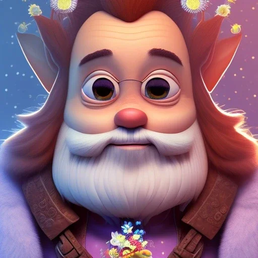 Ultra detailed fullbody Portrait perfectly centered image, of gnome Dopey,Pixar style desney style,magnificent, wildflowers background, intricate, masterpiece, expert, insanely detailed, 4k resolution, cute big circular reflective eyes, cinematic smooth, intricate detail , soft smooth lighting, soft pastel colors, painted Rena