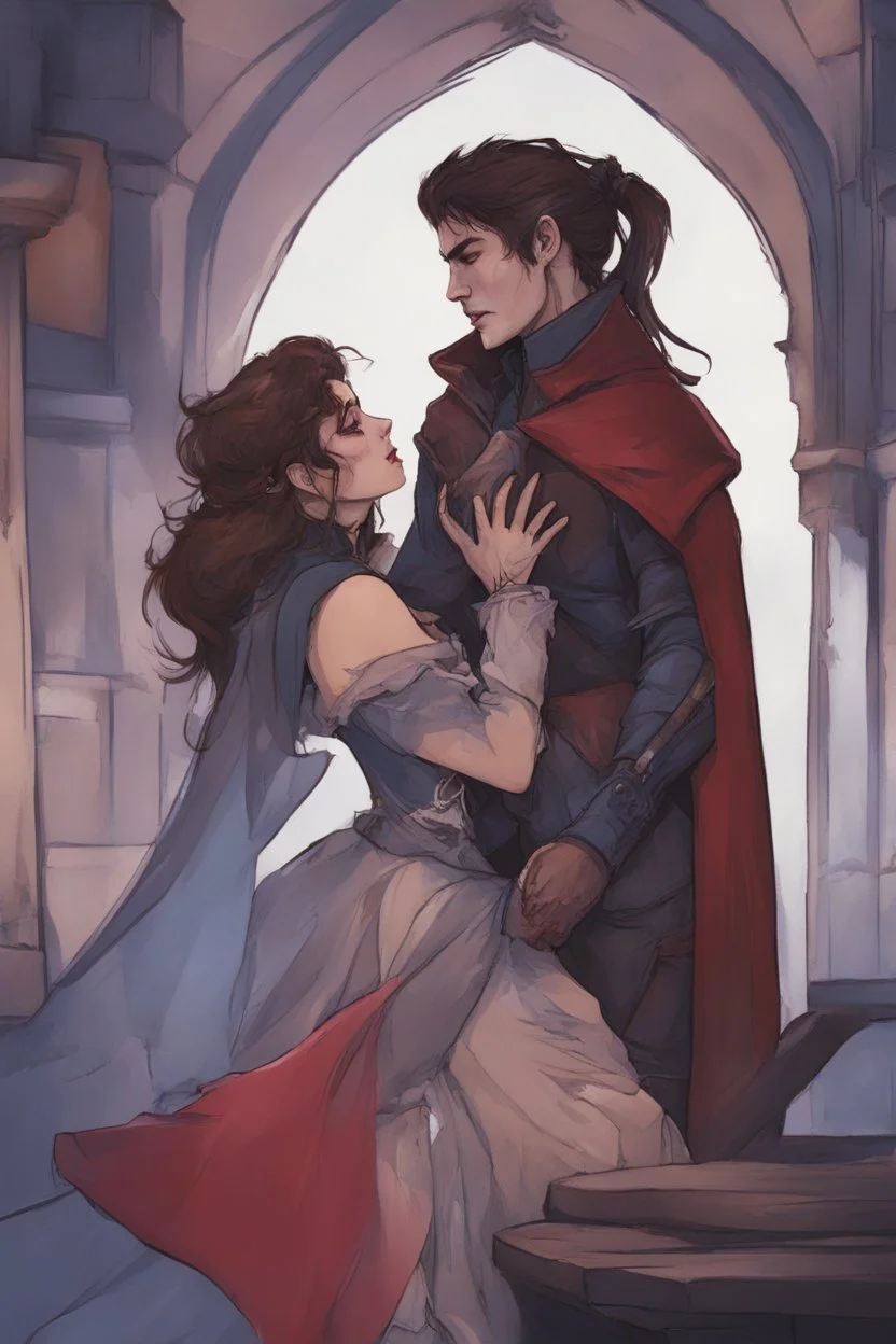 A couple from the dnd game curse of Strahd kissing