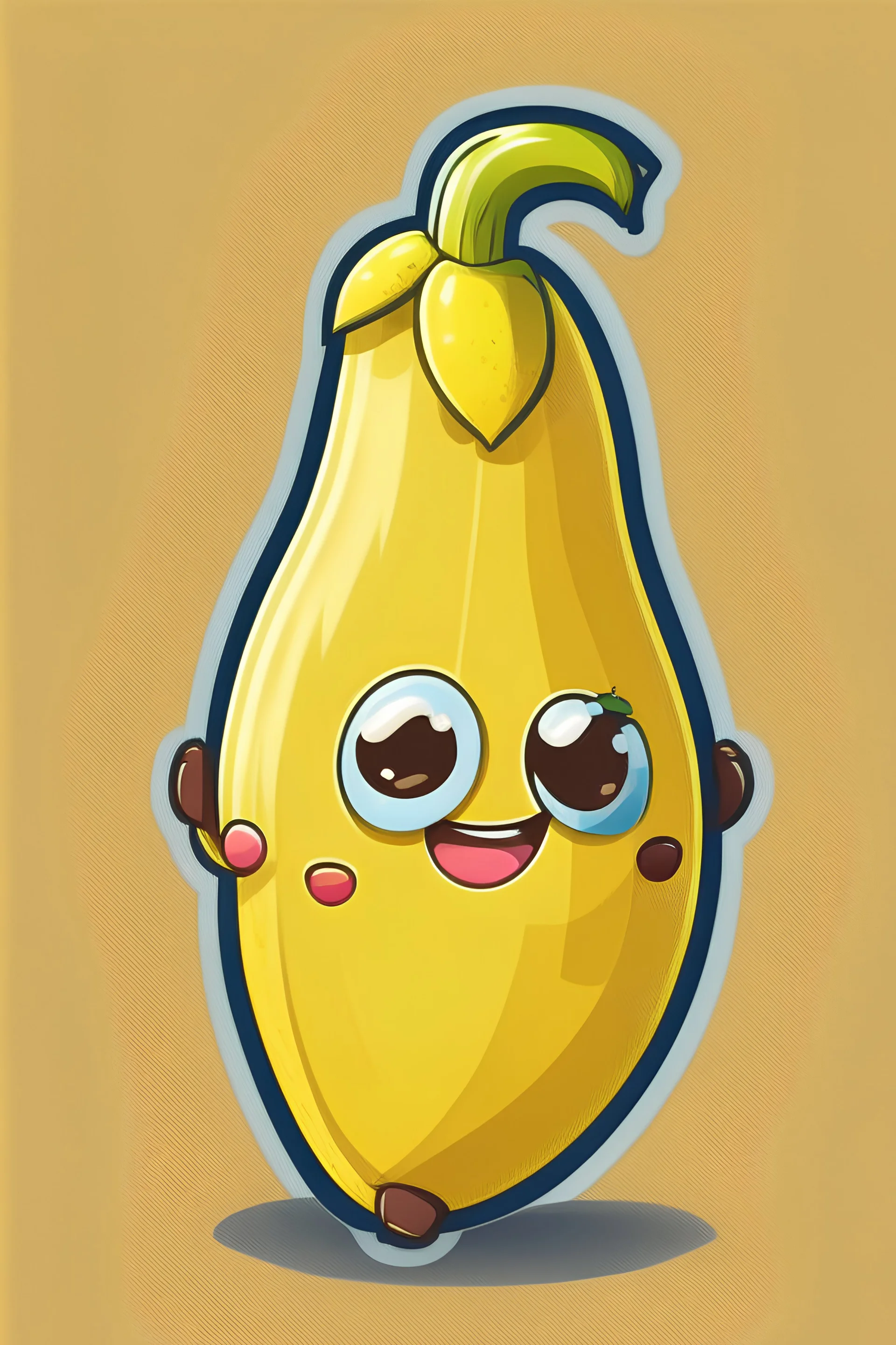 One banana cute cartoon character for sticker or caricature