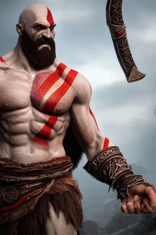 Kratos god of war 4, 8k, realistic, detailed