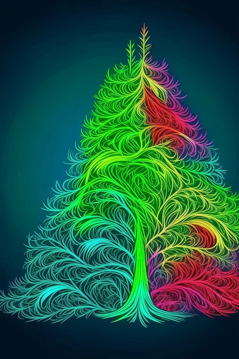 side view of CRISTMAS TREE, thick outline, low details, Vivid Color