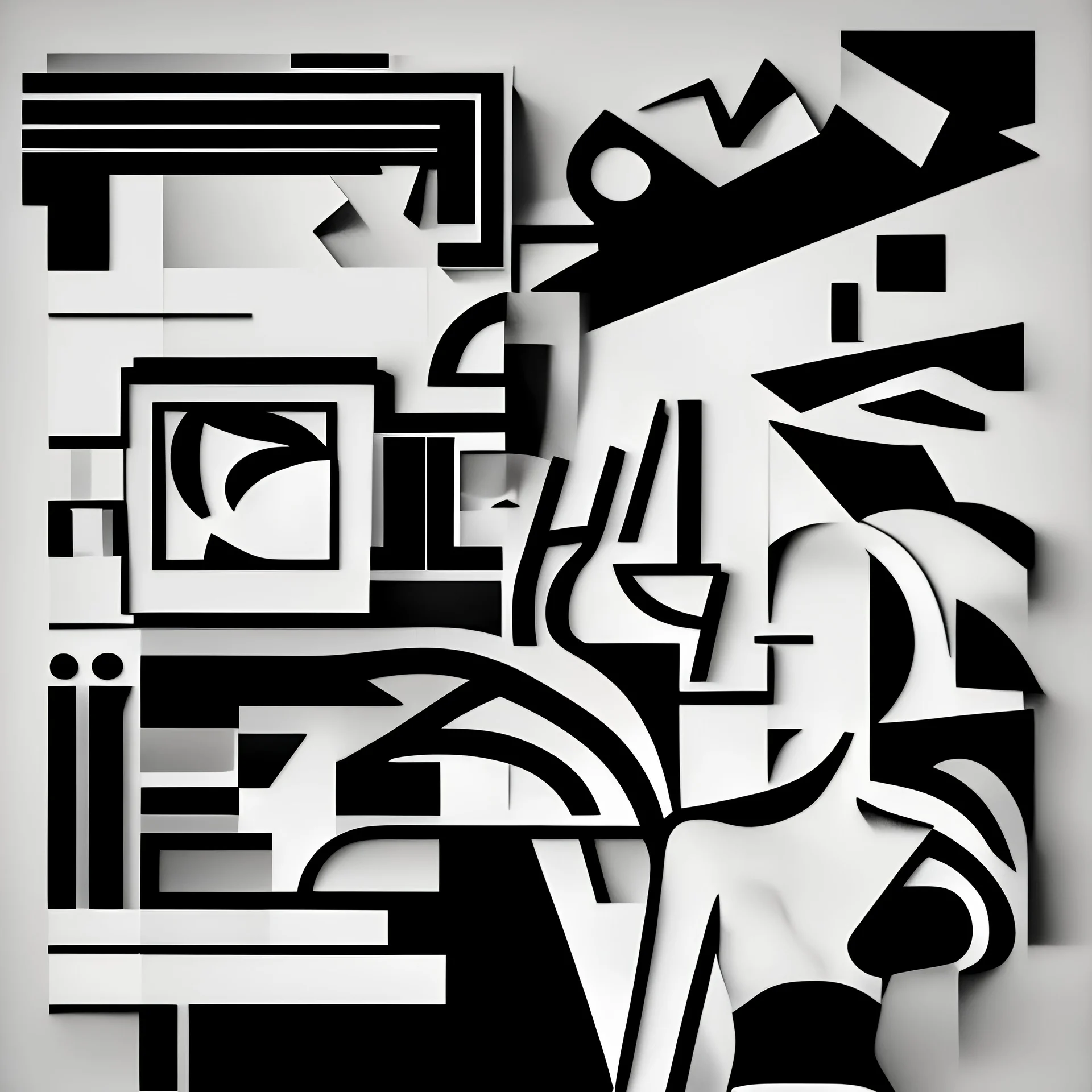 Create a modern, black and white, high contrast, two dimensional illustration in a linear logo format designed for a photo studio in the style of the Russian Suprematists that incorporates the words Beth Fornuto Photography.