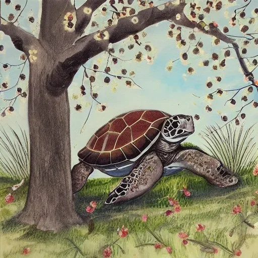 Turtle under the cherry tree