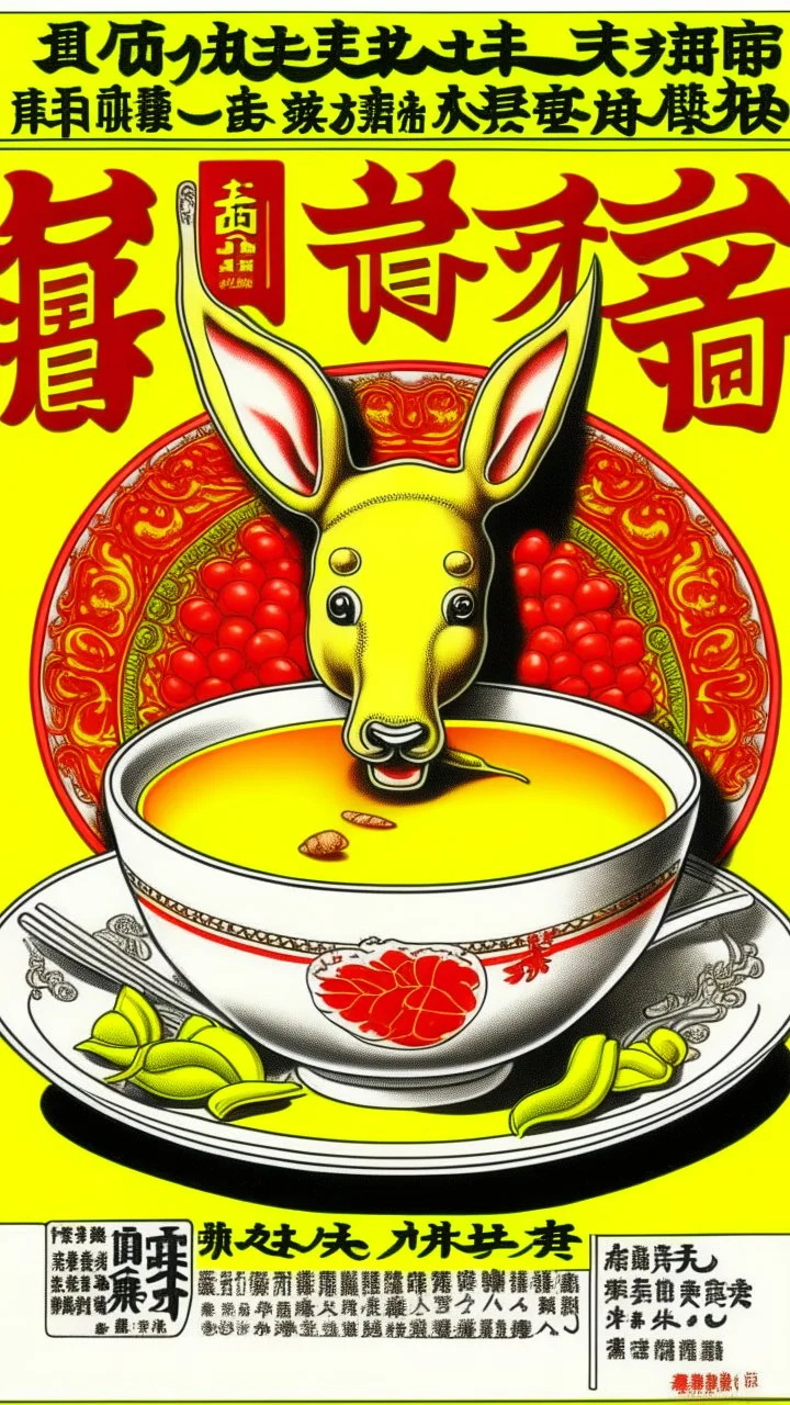 Japanese Kangaroo Soup Australian 80's Manga Style, Advertisement.