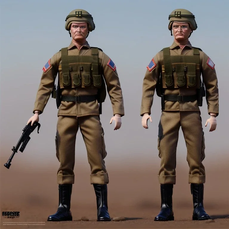 G.I. Joe toy doll army soldier Donald Trump face, guns ,boots, helmet