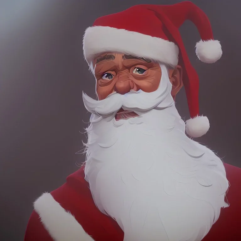 santa detailed face, recording movie, banksy