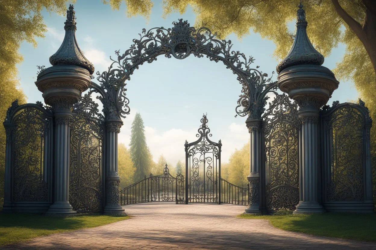 Ворота парка, в стиле русских сказок