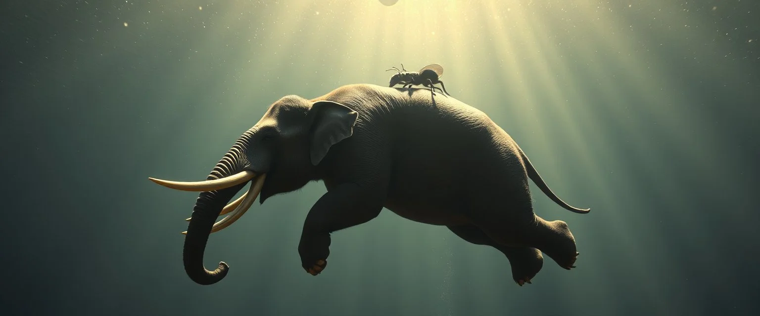 bear ant eater elephant floating in 4 dimensions, goa trance movie poster