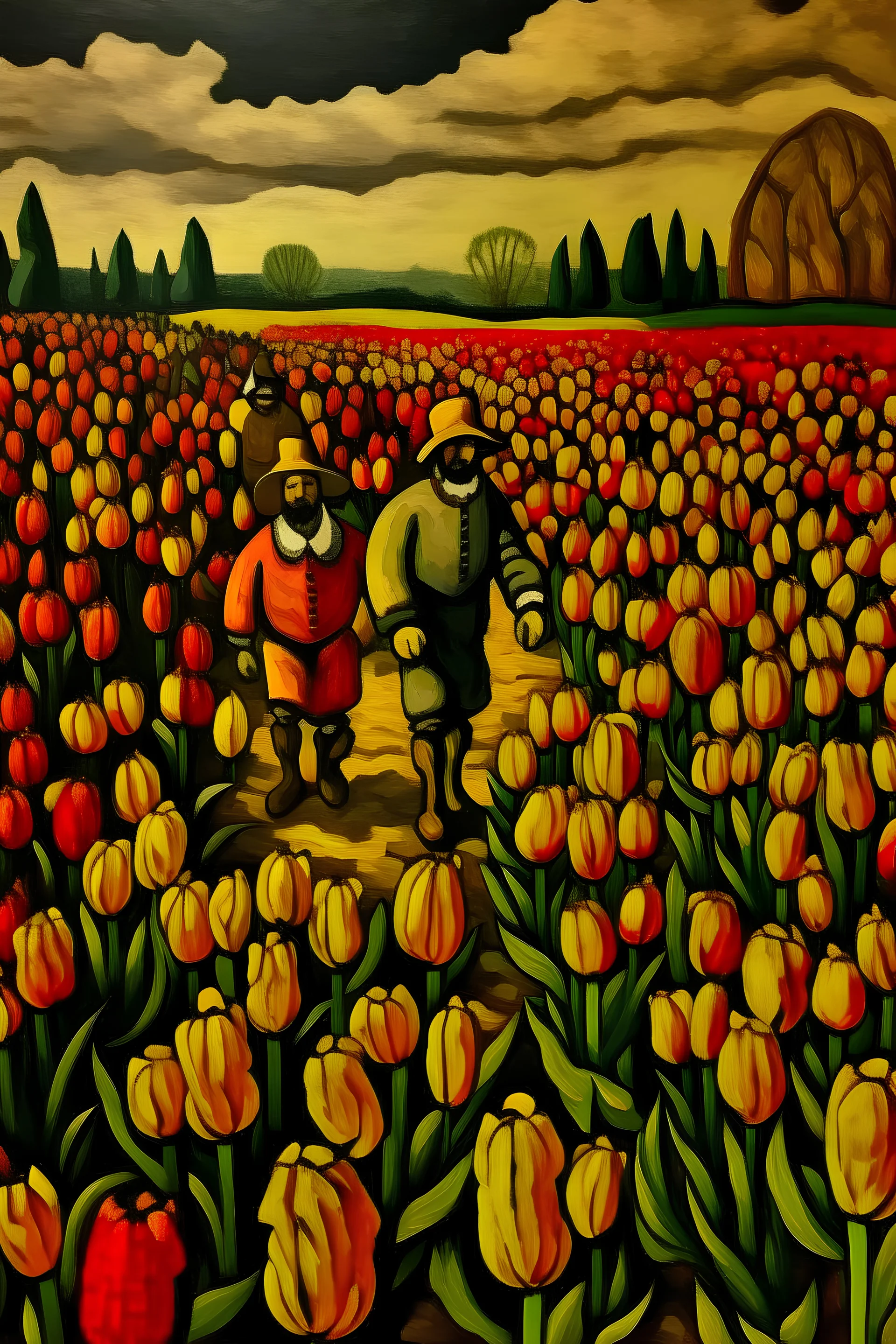 Campo de tulipanes estilo Diego Velazquez