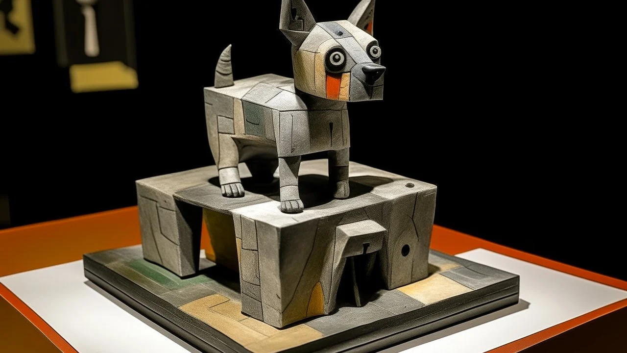 A light gray mechanical temple with a wolf painted by Paul Klee