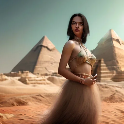 portrait of a women glamourous in front of great pyramids