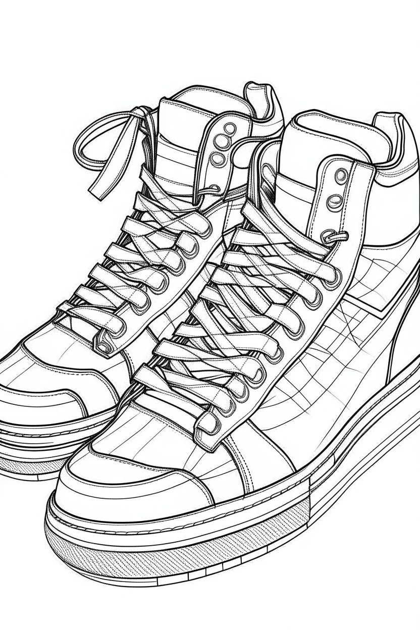 outline art for Shoes coloring pages with sitch, white background, Sketch style, full body, only use outline, dementia patients style, clean line art, white background, no shadows and clear and well outlined.