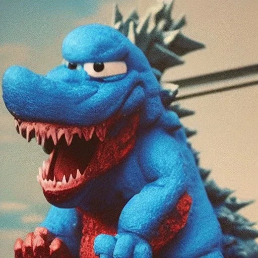 mix Smurf and Godzilla