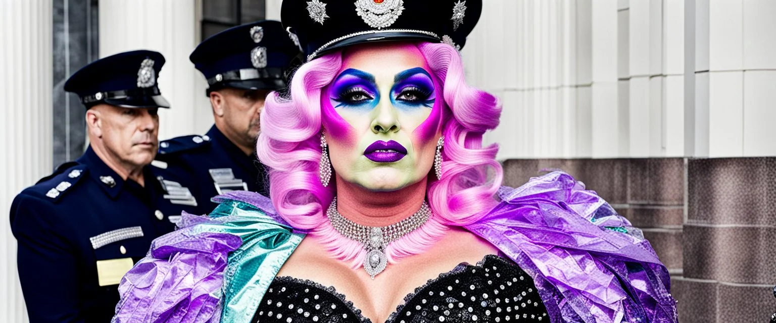 policeman dressed as a drag queen