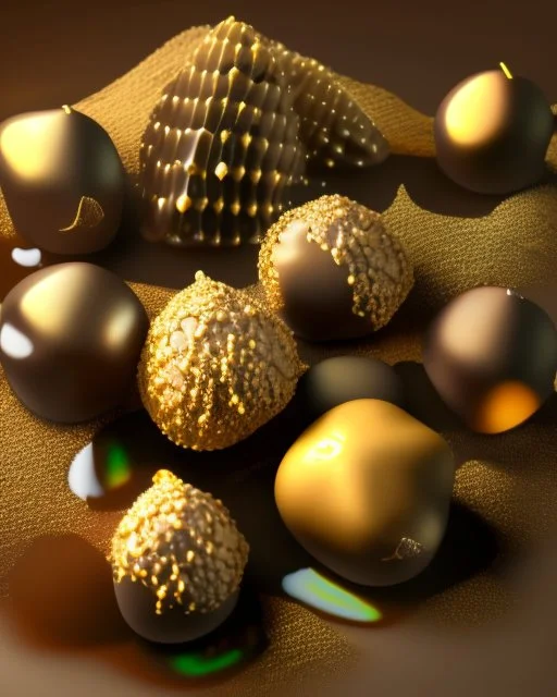 Fresh truffles. Realistic photo. HD. Glowing. 3d style