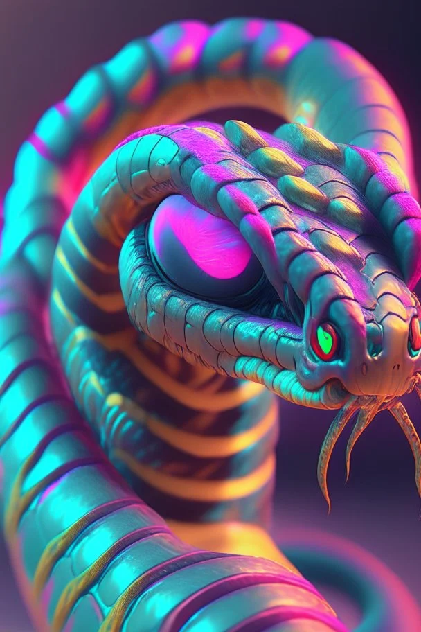 Snake cyclops bull-like ,delicate colors, ultra detailed, smooth, light effect，vaporwave colorful, smooth, extremely sharp detail, finely tuned detail, ultra high definition, 8 k, unreal engine 5, ultra sharp focus