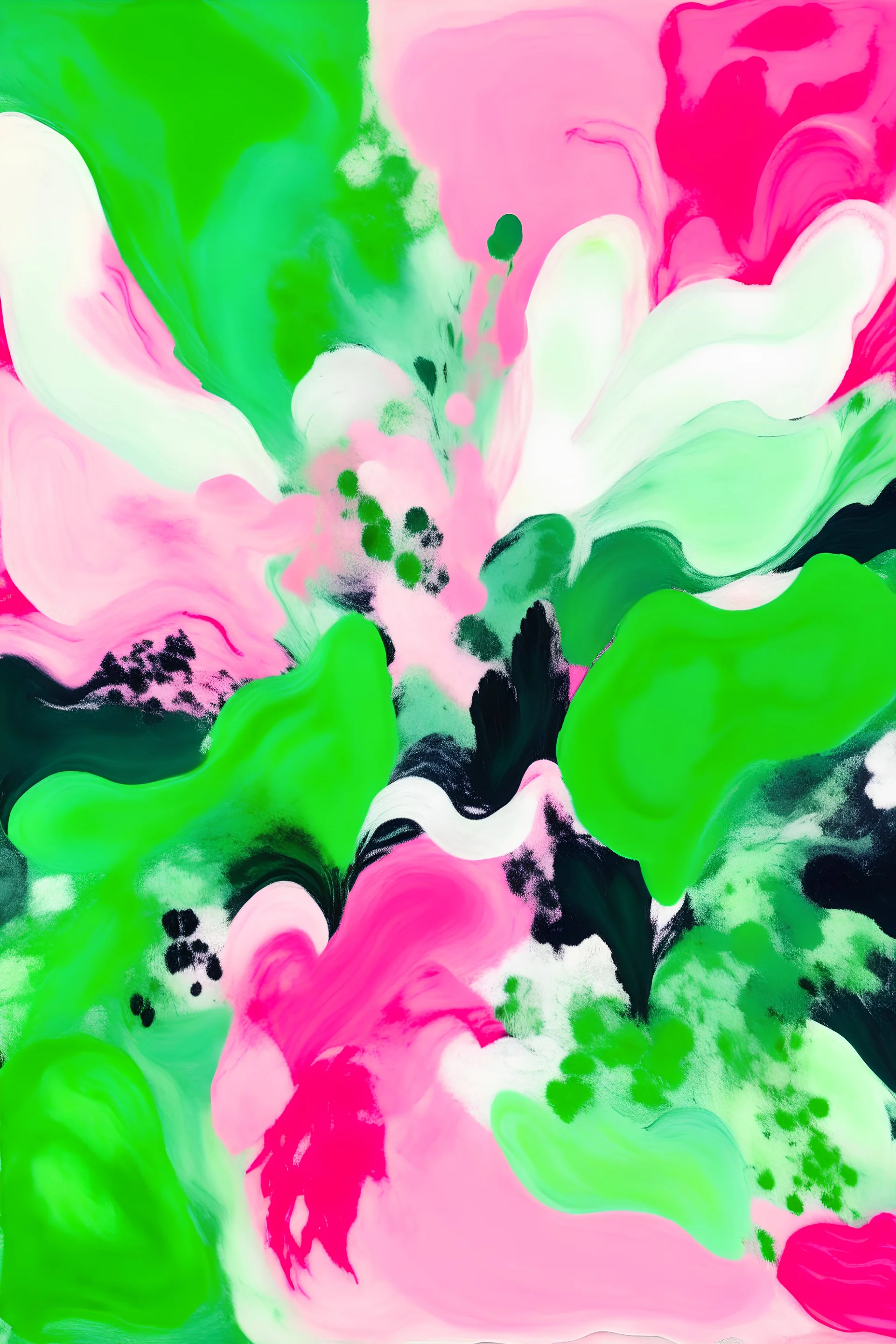 abstract art emerald green blush pink love