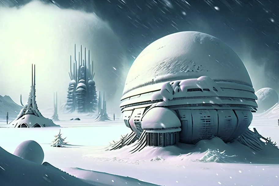 Alien Winter World, Colony, Building, Blizzard, Distant Alien Planets, Snowy