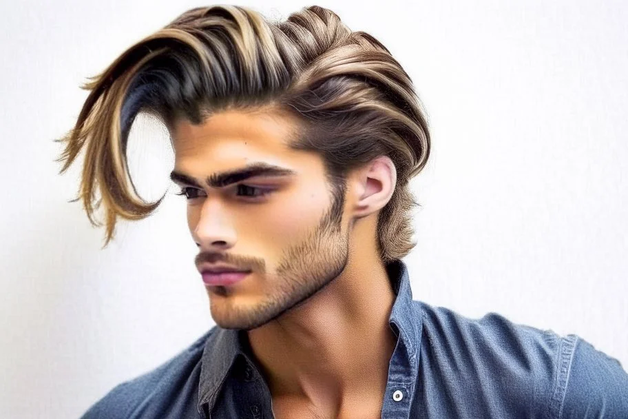 Young adult man tousled hair