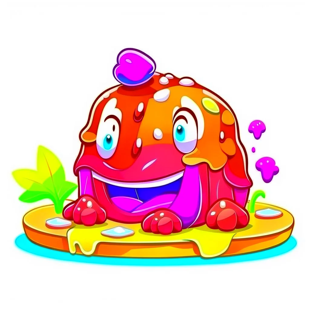 Cartoon illustration for children: sweet prehistoric choco jelly, white background