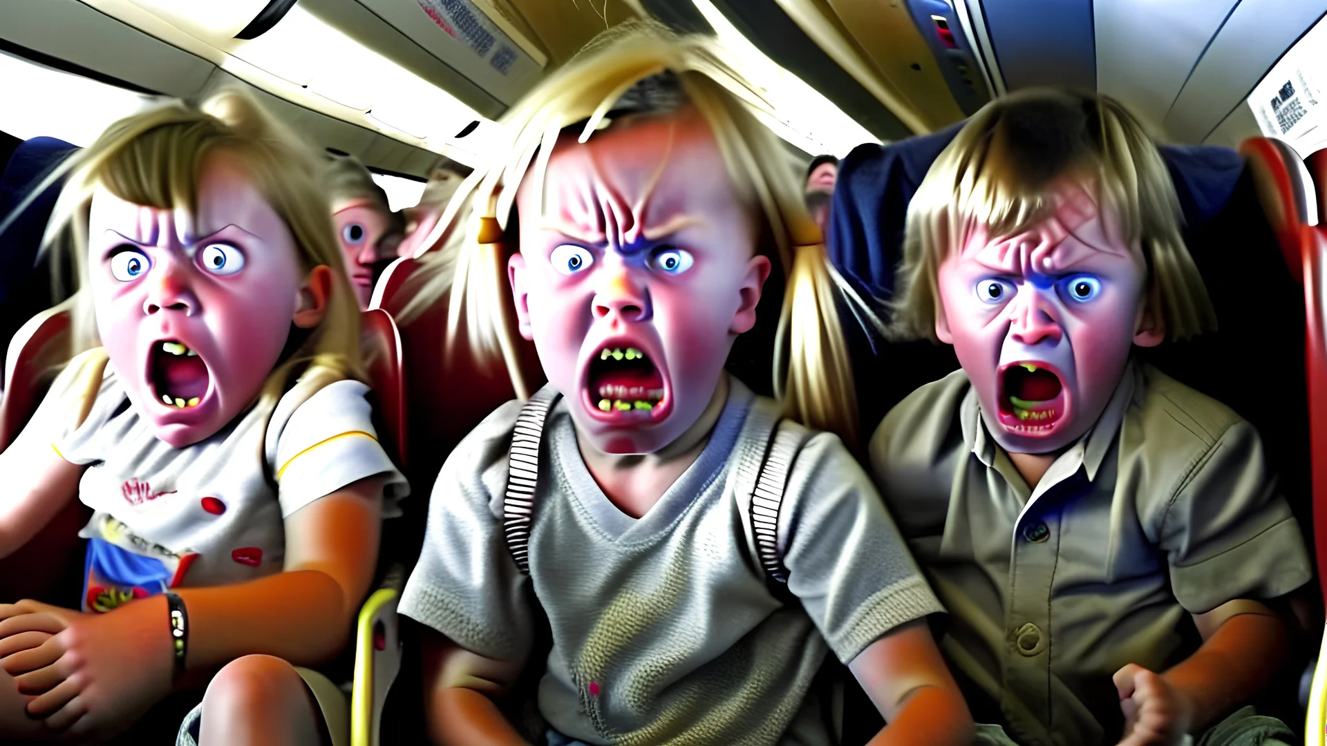 angry kids on airplane