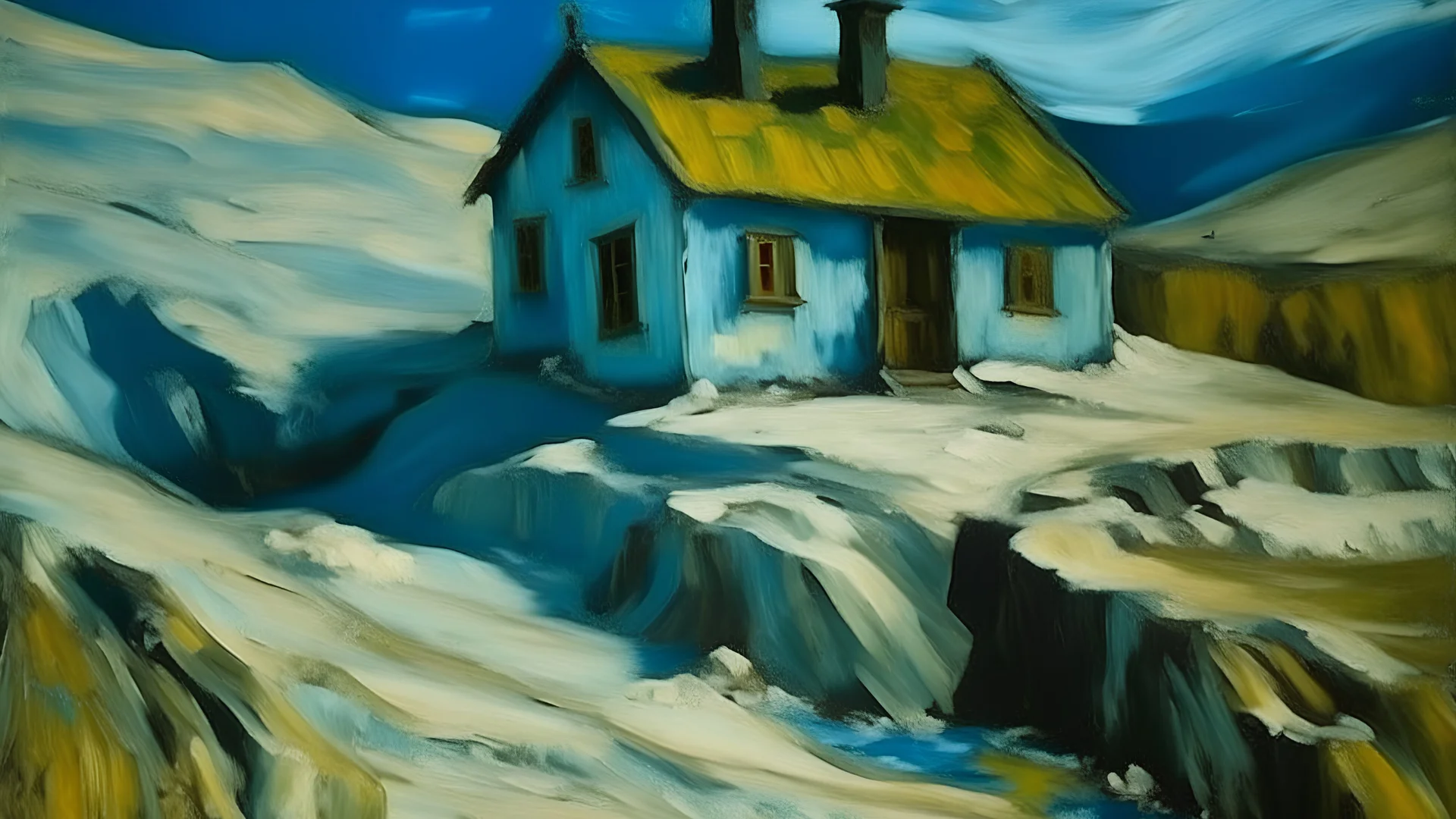 A house on a glacier painted by Vincent van Gogh