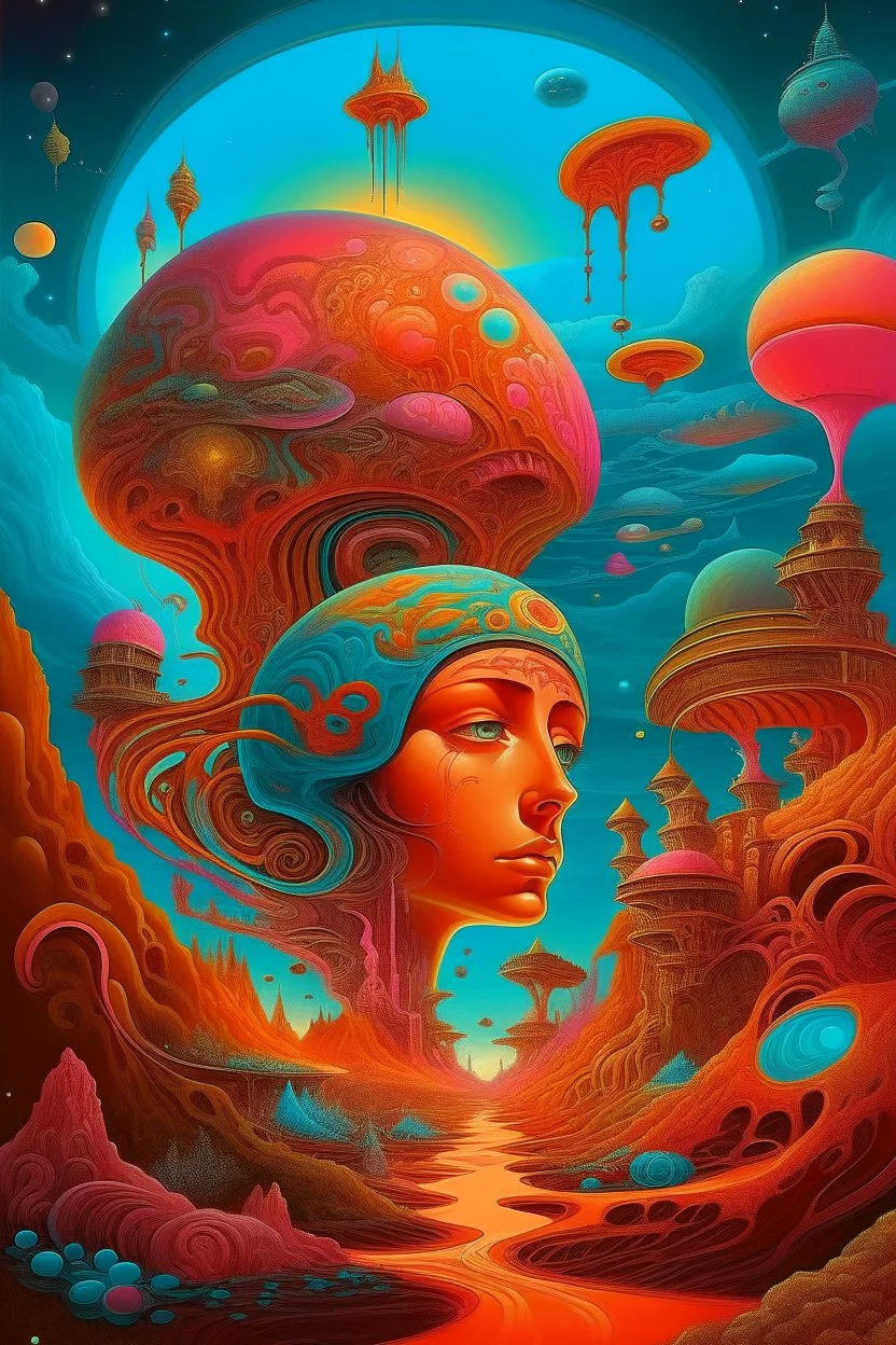 transformative journey into a fantastic surrealism world psychedelic sci-fi