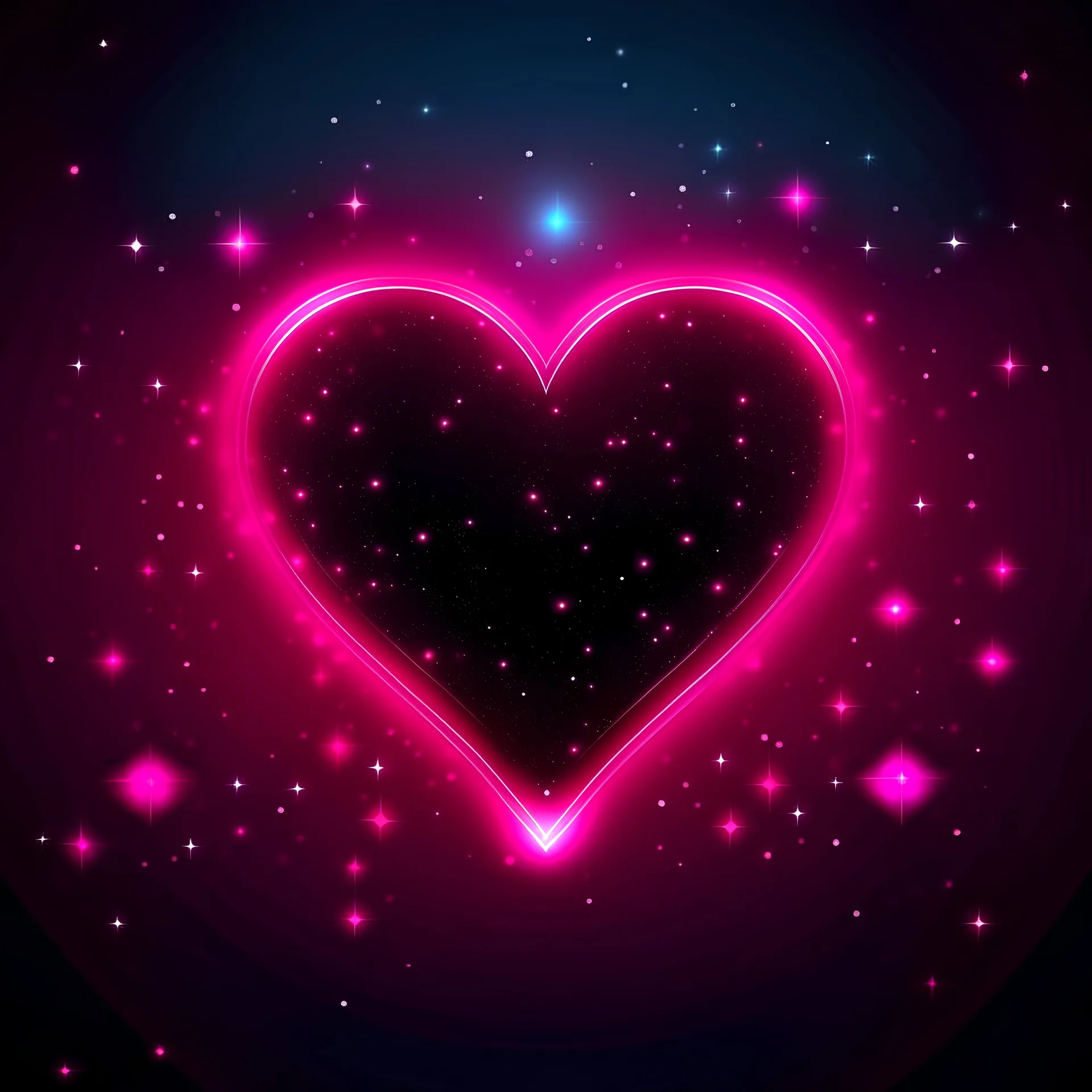 Create dark pink heart around stars and gradient background