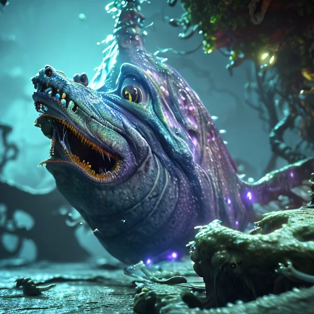 fluid ink angler fish creature, unreal engine 5, 8k resolution, photorealistic, ultra detailed