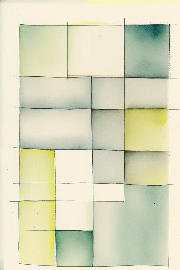 Abstract watercolor in the style of Agnes martin. Sketchy pencil outlines